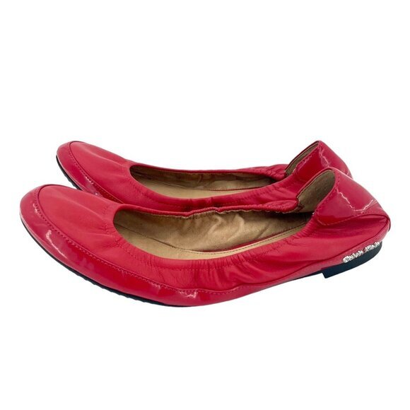 Calvin Klein Anabelle Red Leather Slip-On Ballet Flats Shoes Sz 7 New